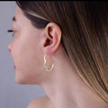 Abstract Face Wire Profile Hoop Earrings