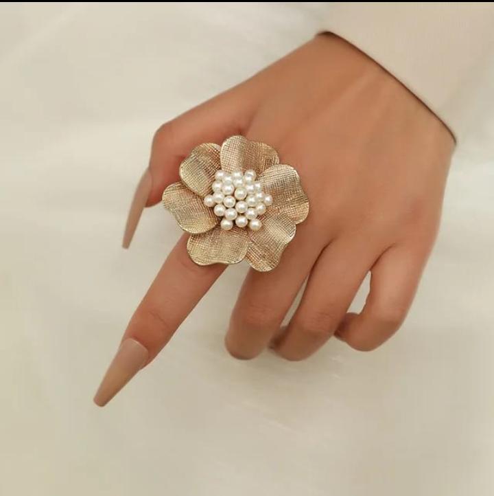 The Golden Camellia Pearl Statement Ring