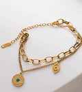 2-in-1 Layered Evil Eye Charm Bracelet
